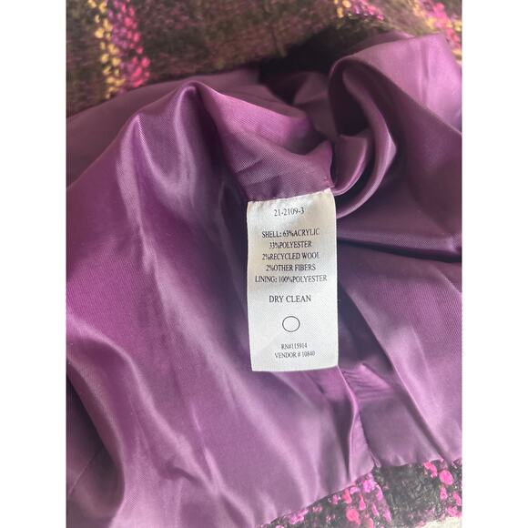 Chadwick’s Boucle Plaid Jacket with Zipper Detail Size 14 - Picture 6 of 8